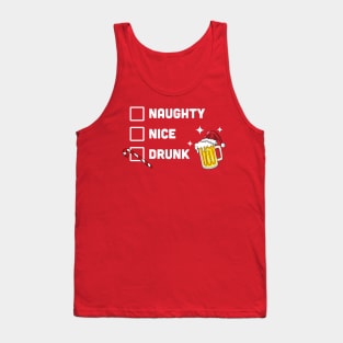 Nice Naughty Drunk Check Christmas Beer Funny Drinking Xmas Tank Top